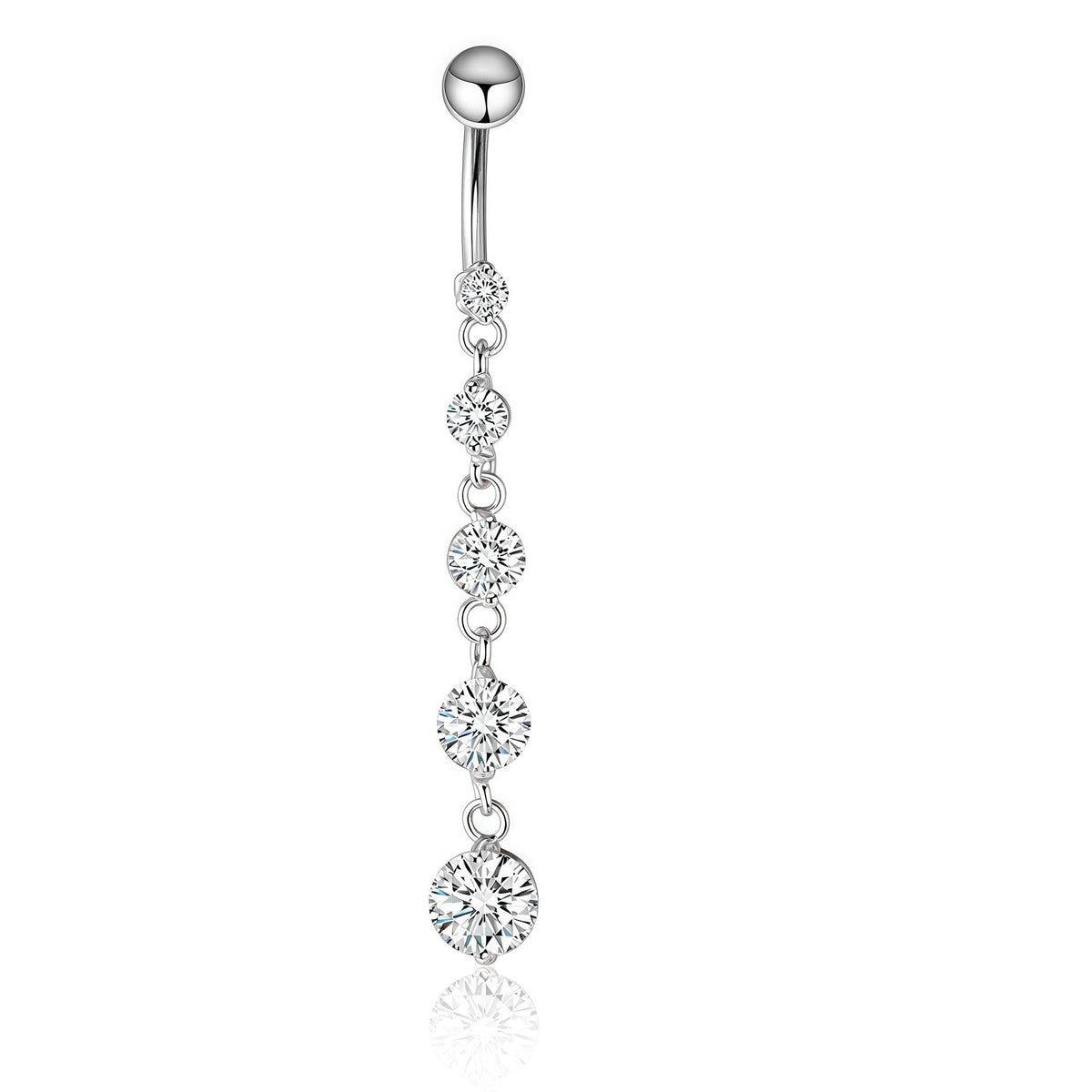 14G Five Crystal Cascade Belly Bar