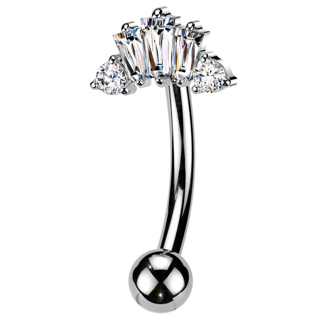 14 Gauge Crystal Row Reverse Belly Button Bar