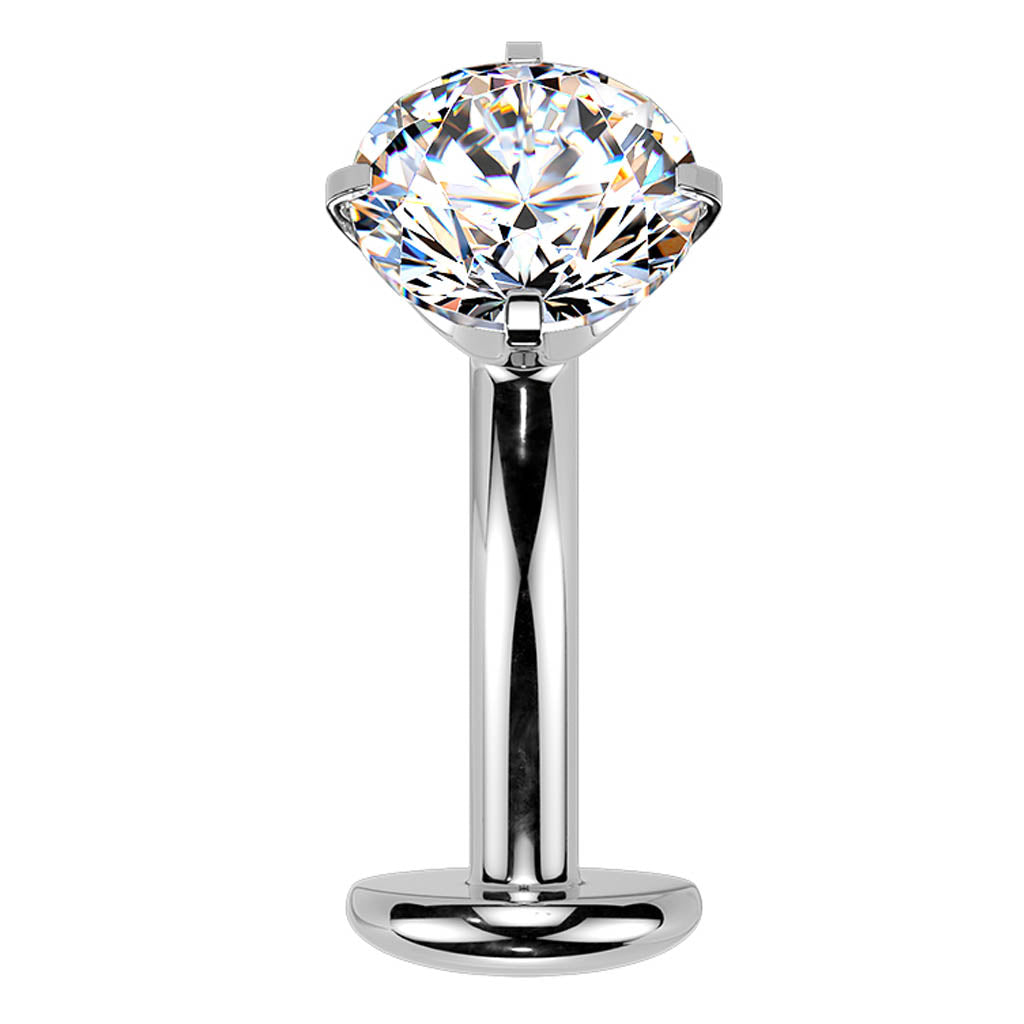 14 Gauge Threadless Titanium Crystal Floating Belly Button Bar