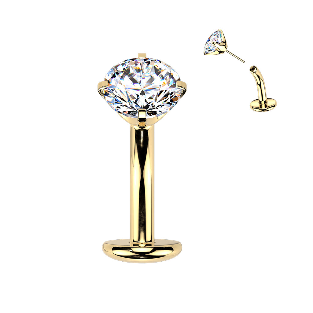 14 Gauge Threadless Titanium Crystal Floating Belly Button Bar