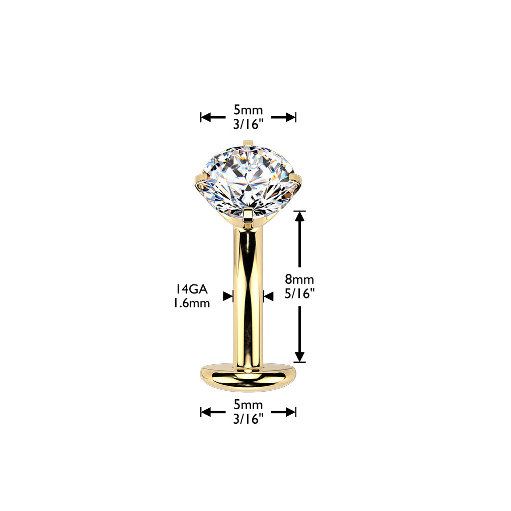 14 Gauge Threadless Titanium Crystal Floating Belly Button Bar