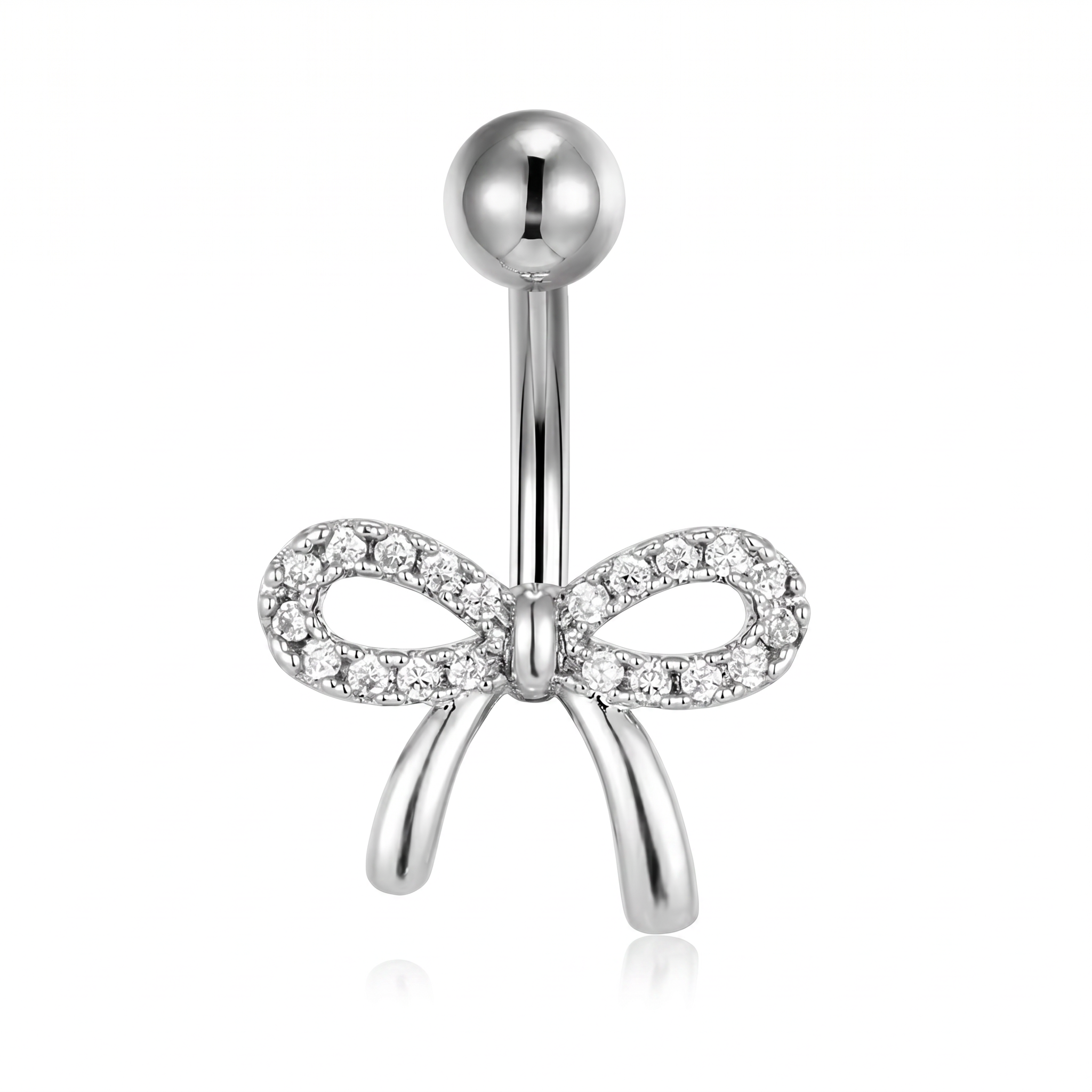14 Gauge Titanium Crystal Bow Belly Button Bar