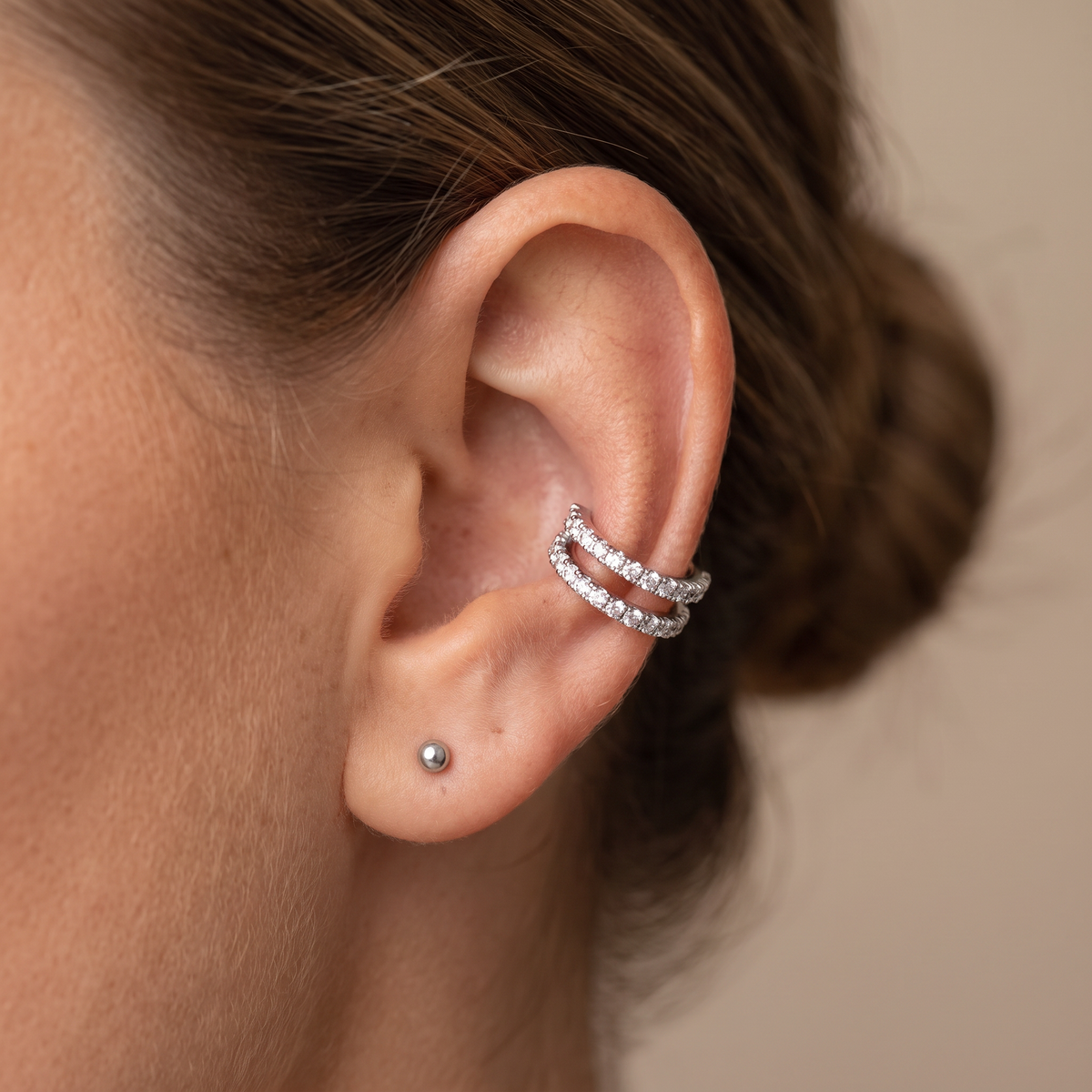 16 Gauge Brass Double Crystal Bendable Hoop Ring
