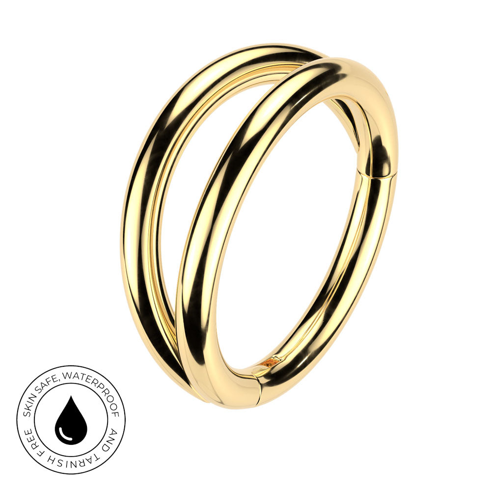 Gold surgical steel double hoop cartilage ring