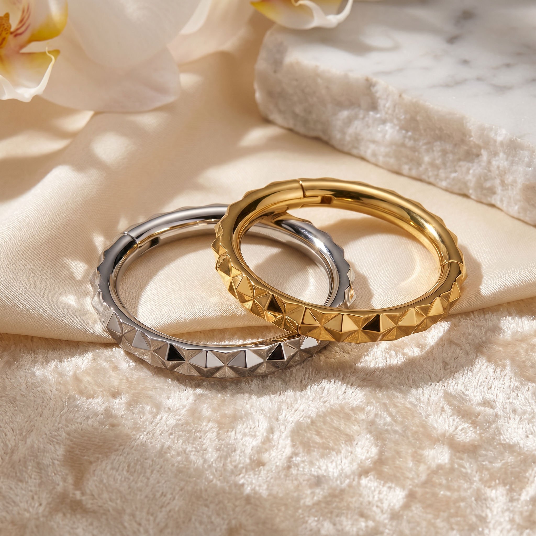 16 Gauge Hypoallergenic Geometric Hinged Hoop Ring