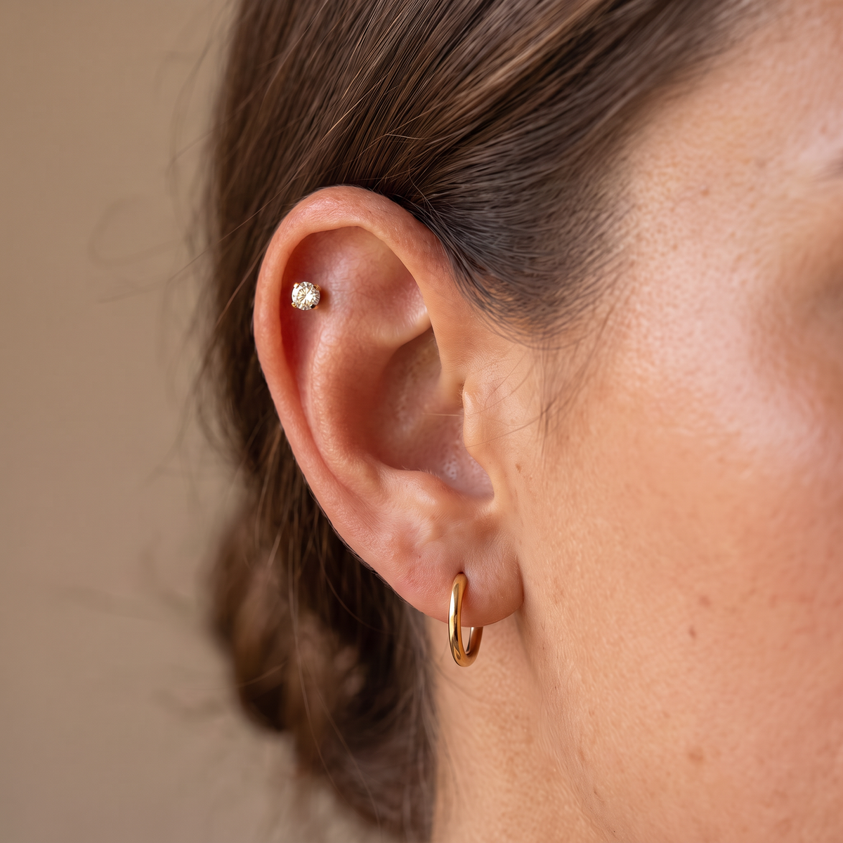16 Gauge Internally Threaded Crystal Flat Back Stud – Gold