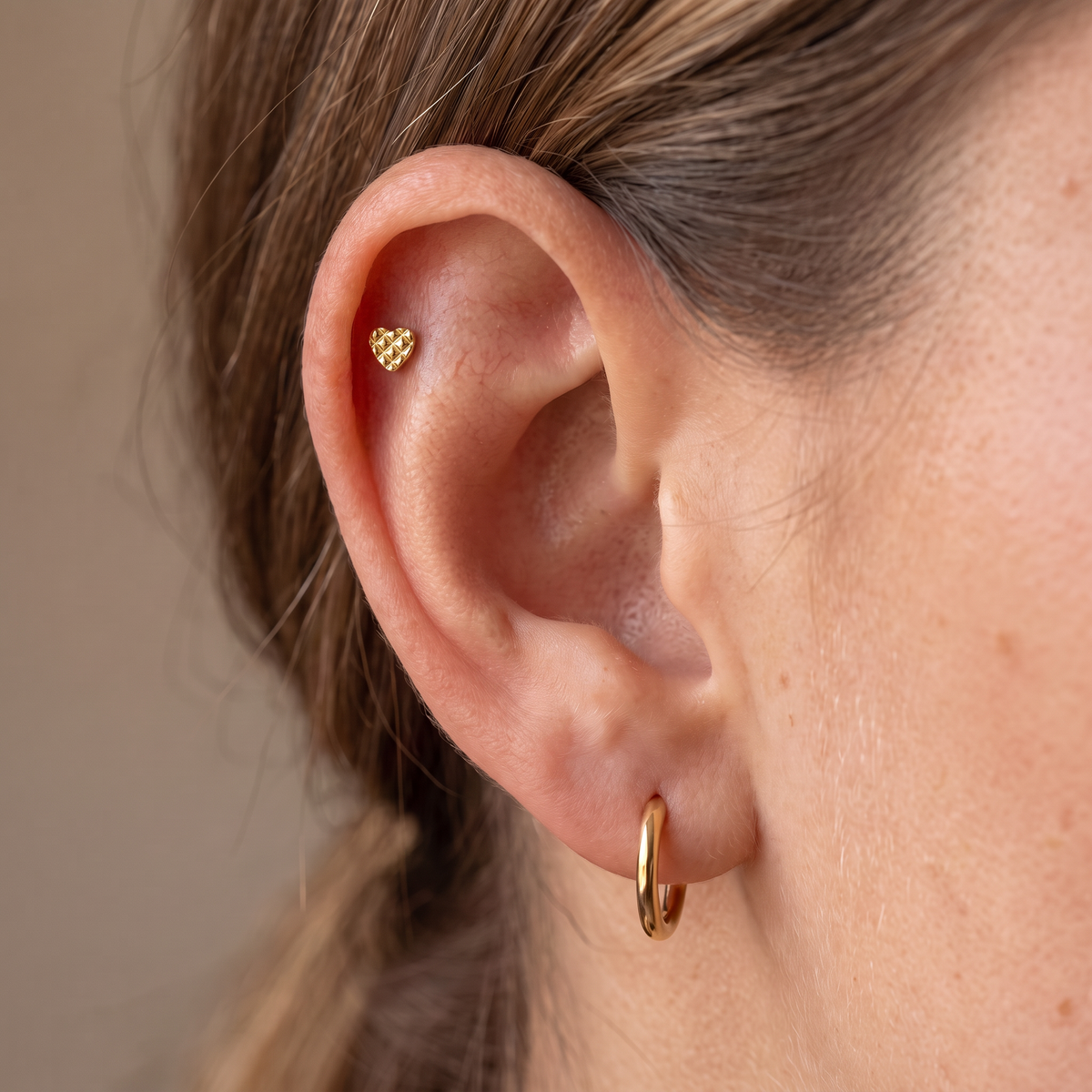 16 Gauge Internally Threaded Embossed Heart Stud