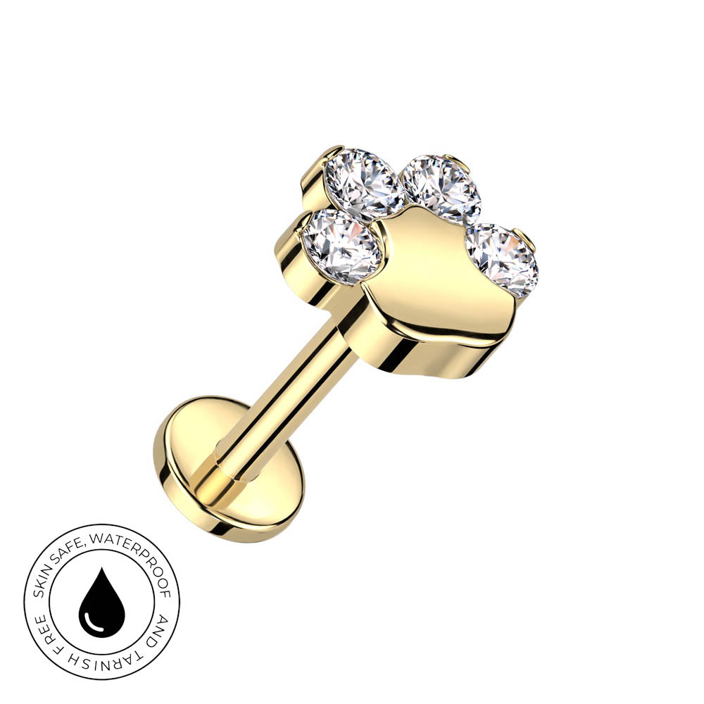 16 Gauge Internally Threaded Titanium Crystal Paw Stud