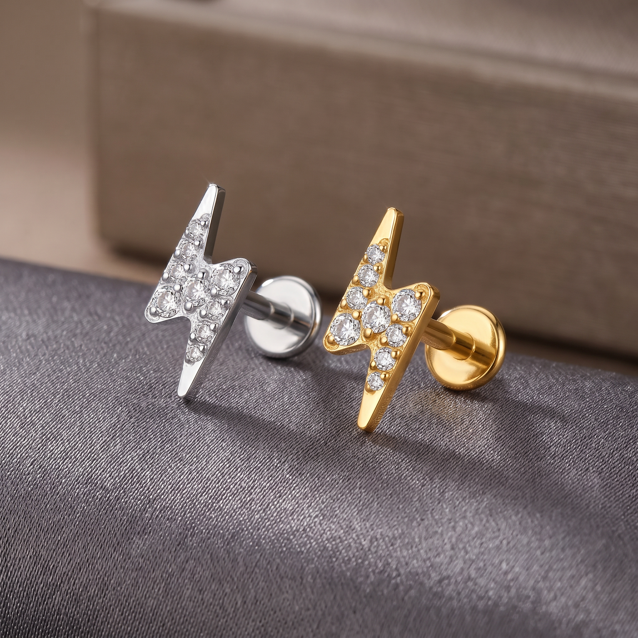 16 Gauge Internally Threaded Titanium Lightning Bolt Stud