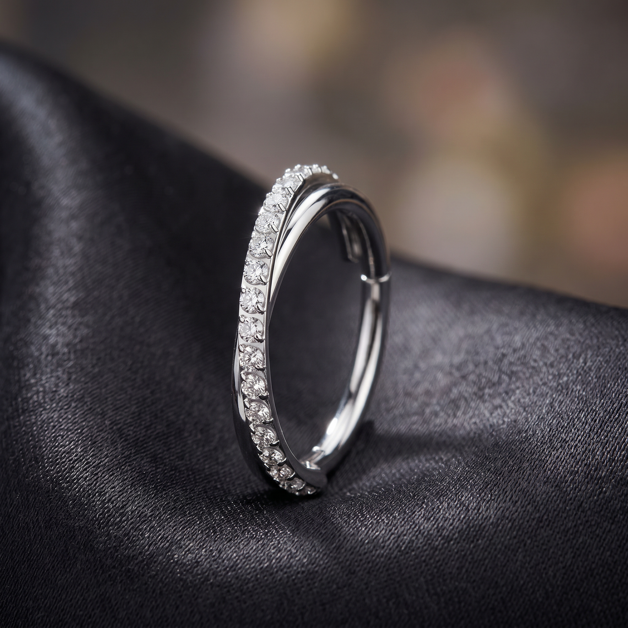 16 Gauge Titanium Crystal Crossover Hinged Hoop