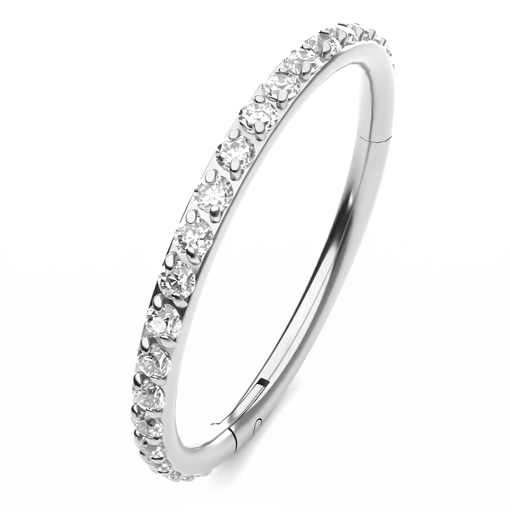 16 Gauge Titanium Crystal Lined Hinged Hoop