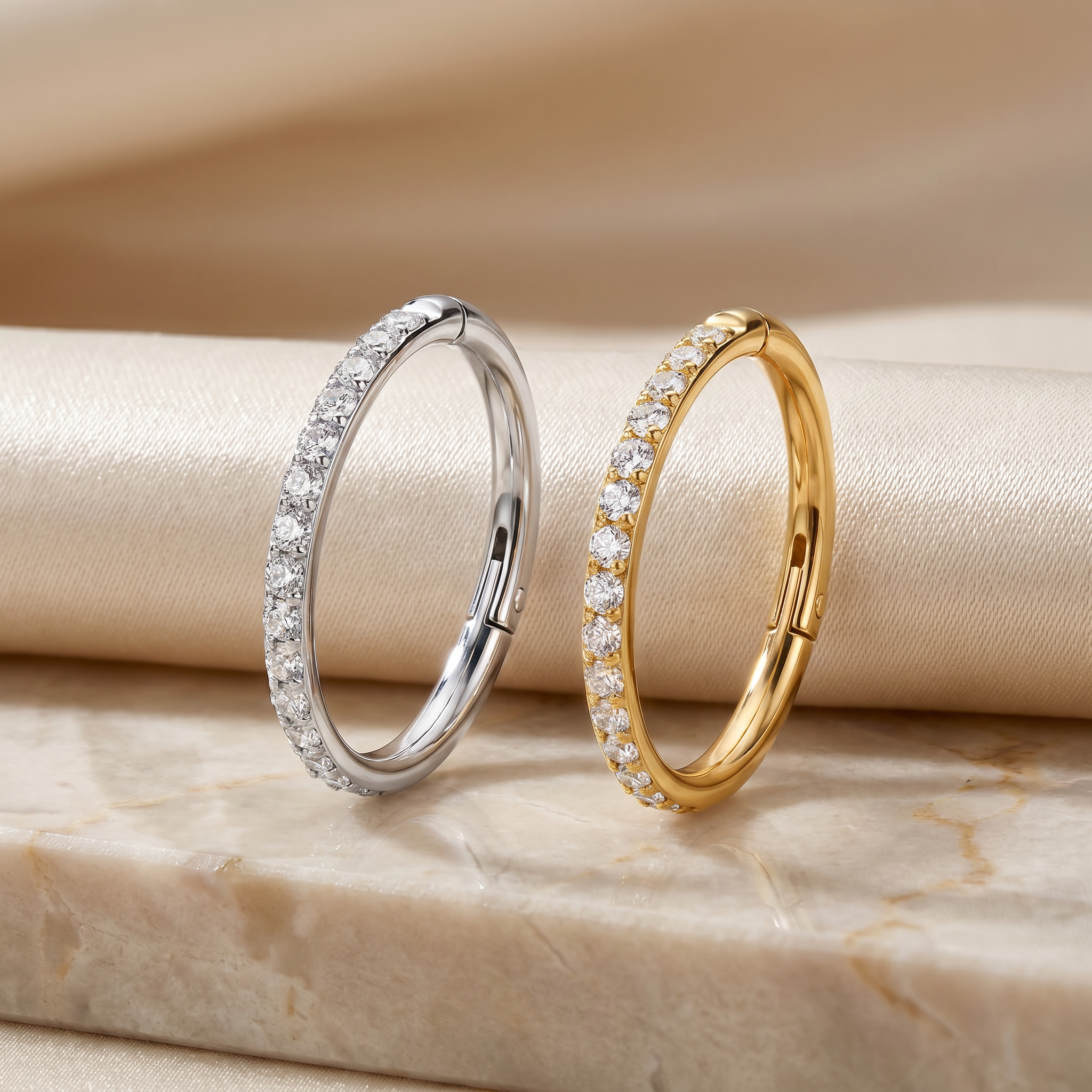 16 Gauge Titanium Crystal Lined Hinged Hoop