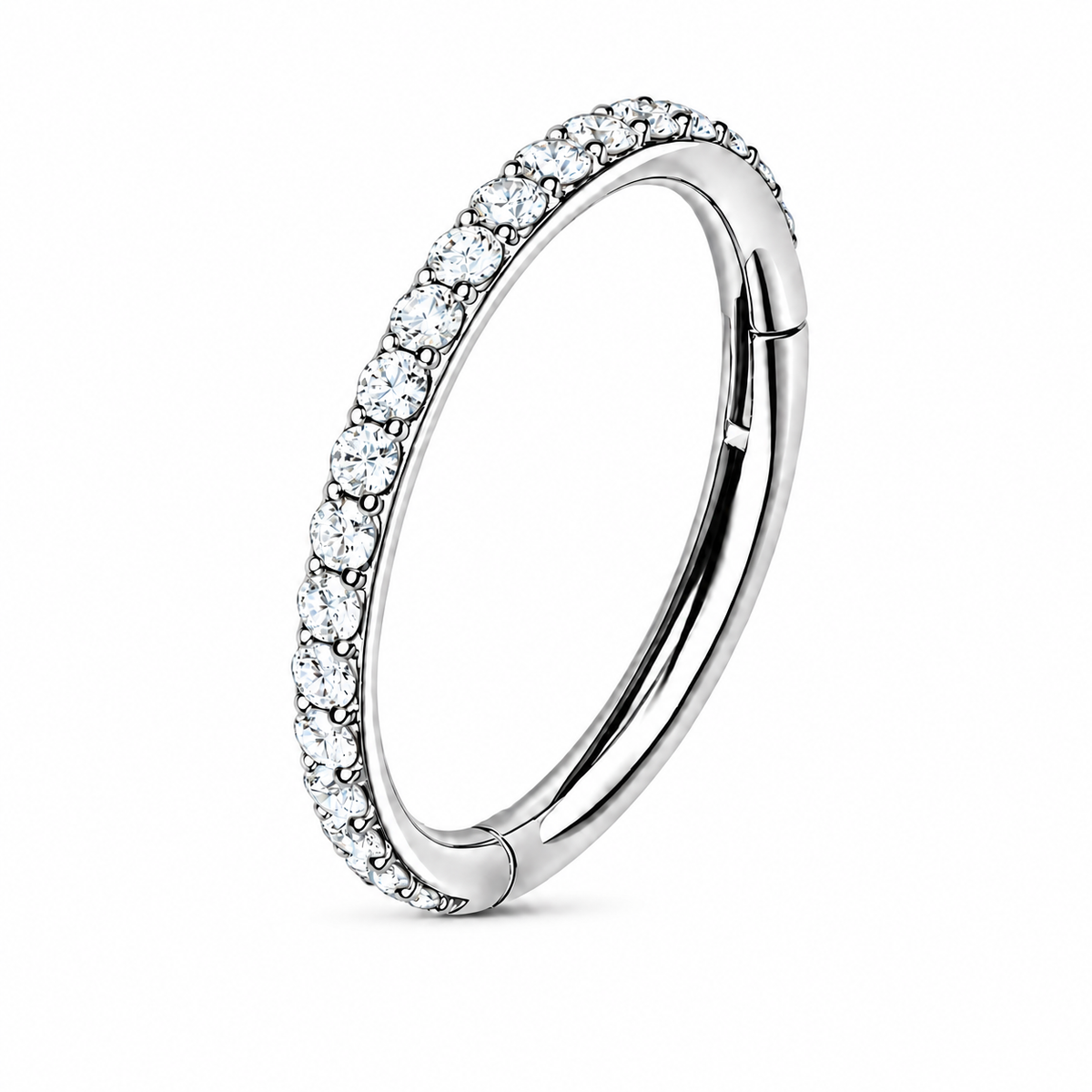 16 Gauge Titanium Crystal Lined Hinged Hoop