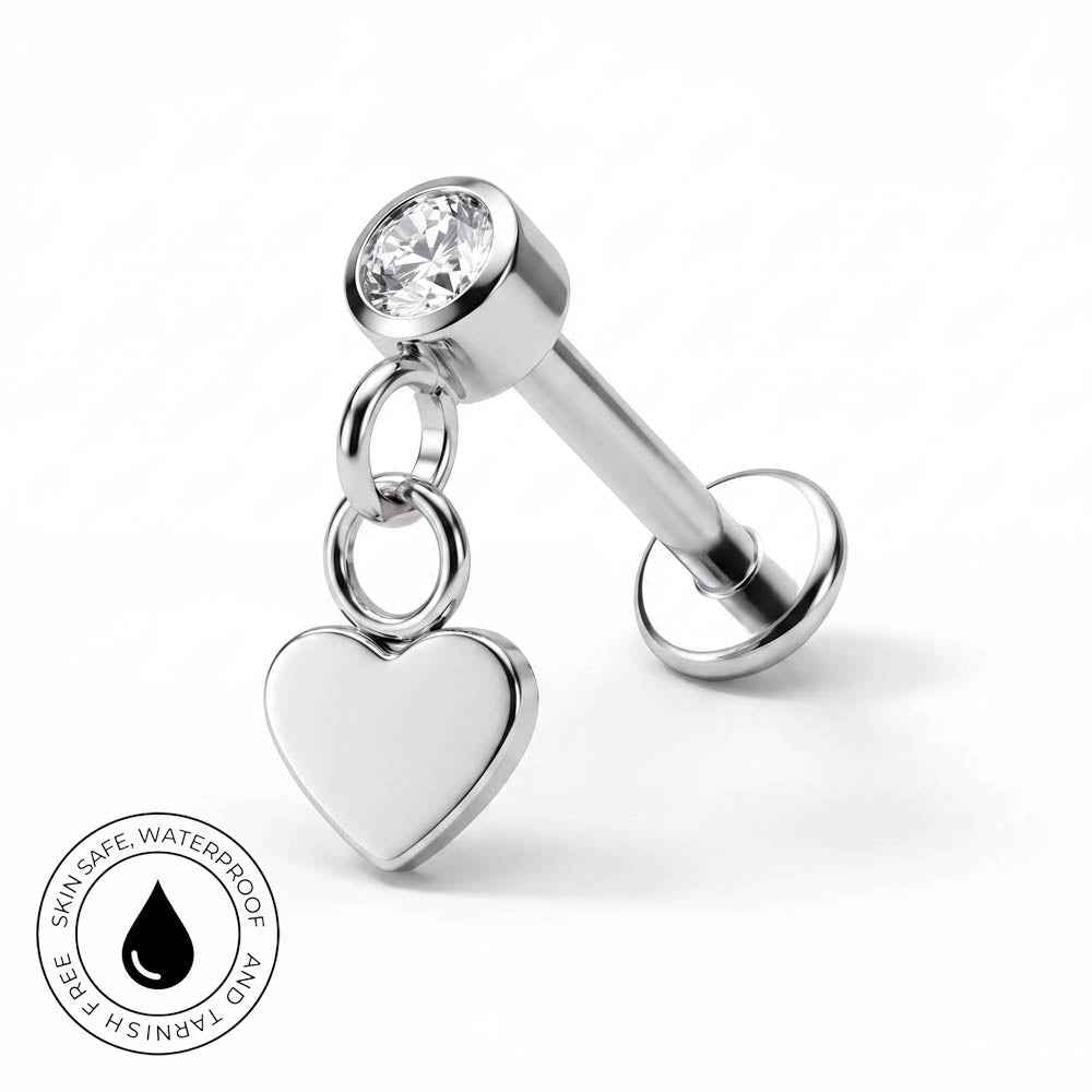 16 Gauge Titanium Internally Threaded Heart Stud