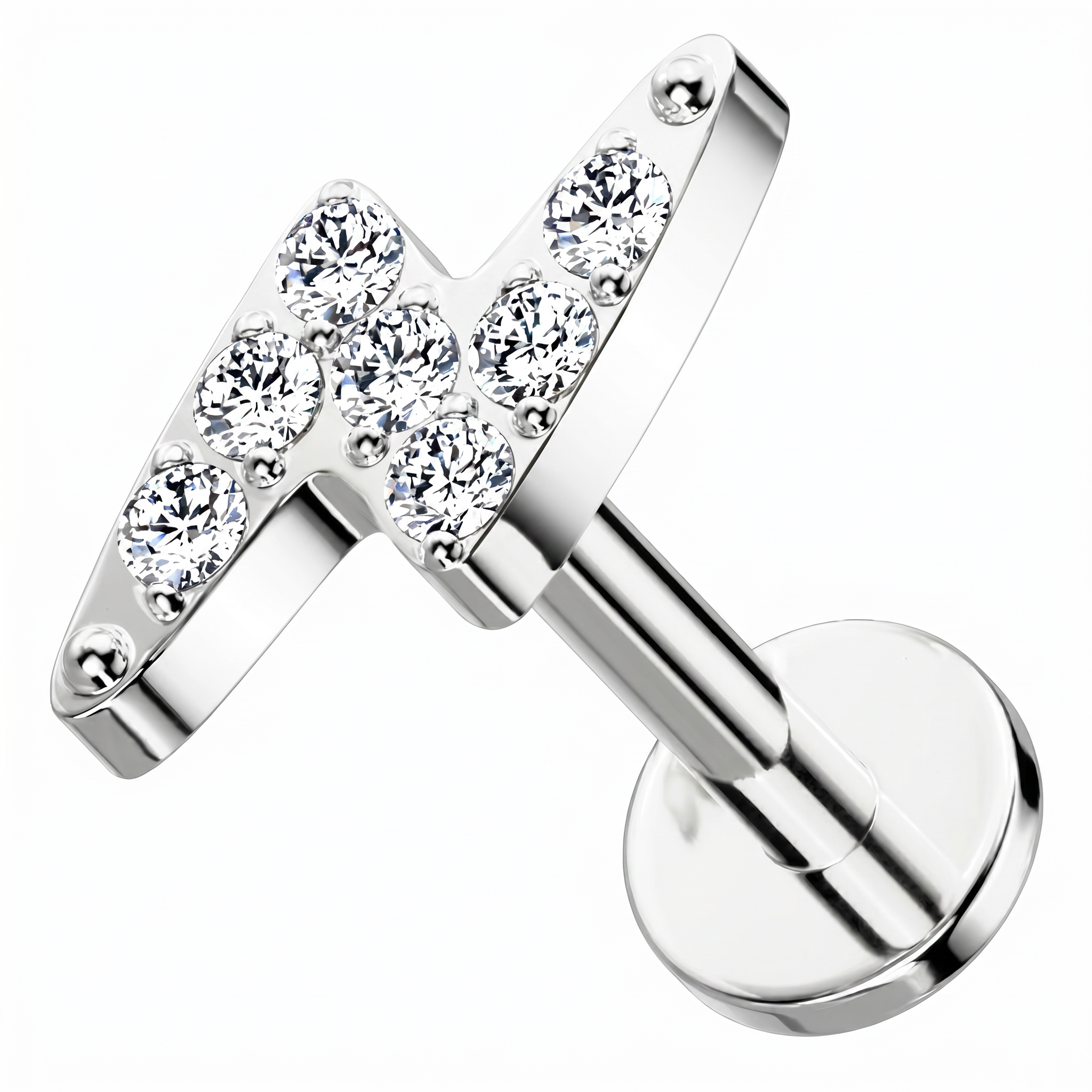 16 Gauge Titanium Threadless Lightning Bolt Stud