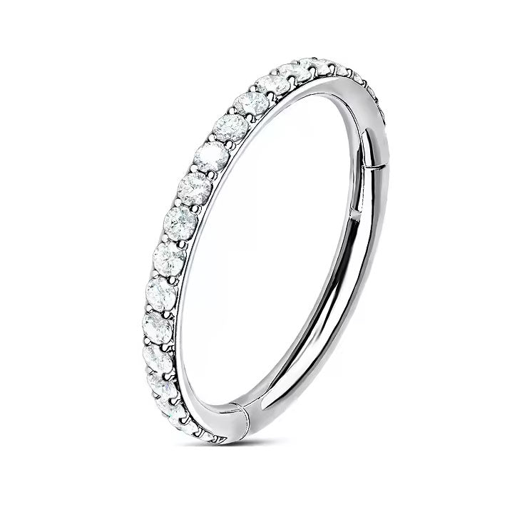 16 Gauge Titanium Crystal Lined Hinged Hoop