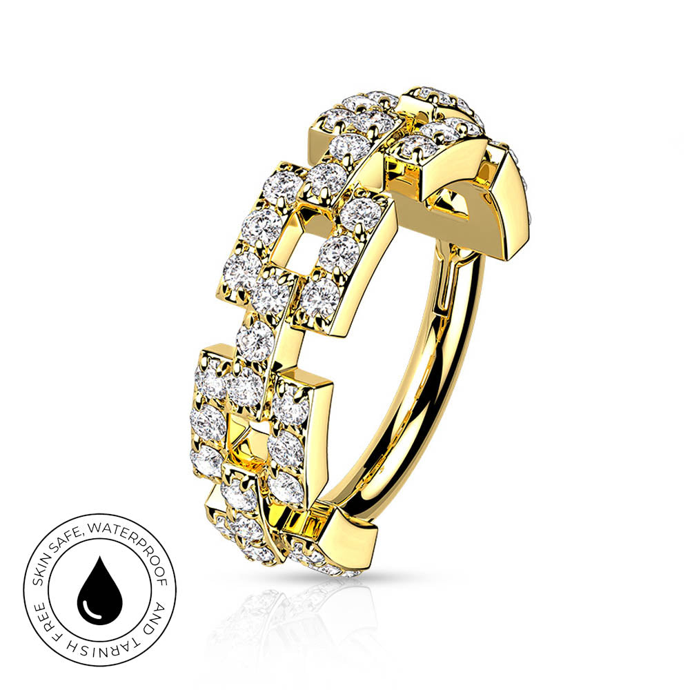 16 Gauge Square Chain Hinged Clicker Ring