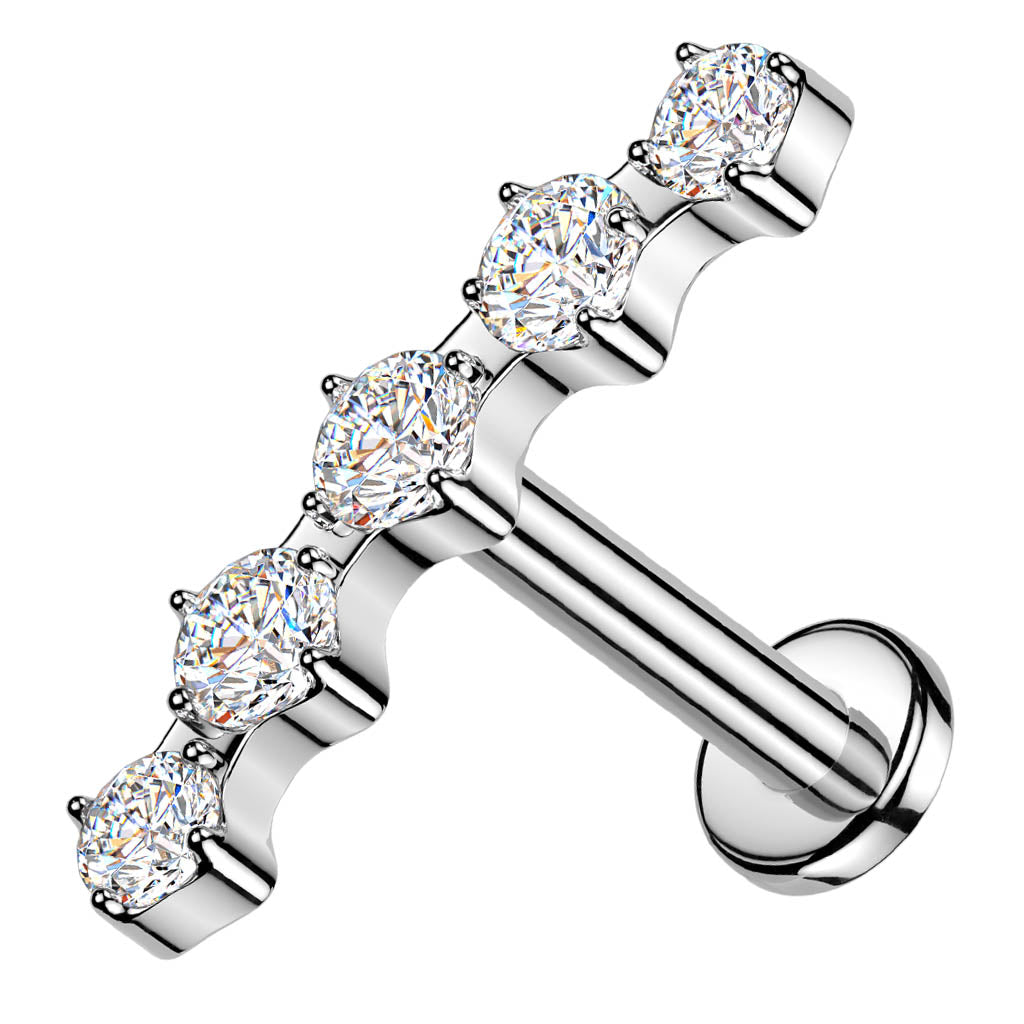 Cherry Diva Flat Back Stud 16 Gauge Hypoallergenic Surgical Steel 5 Crystal Row Stud