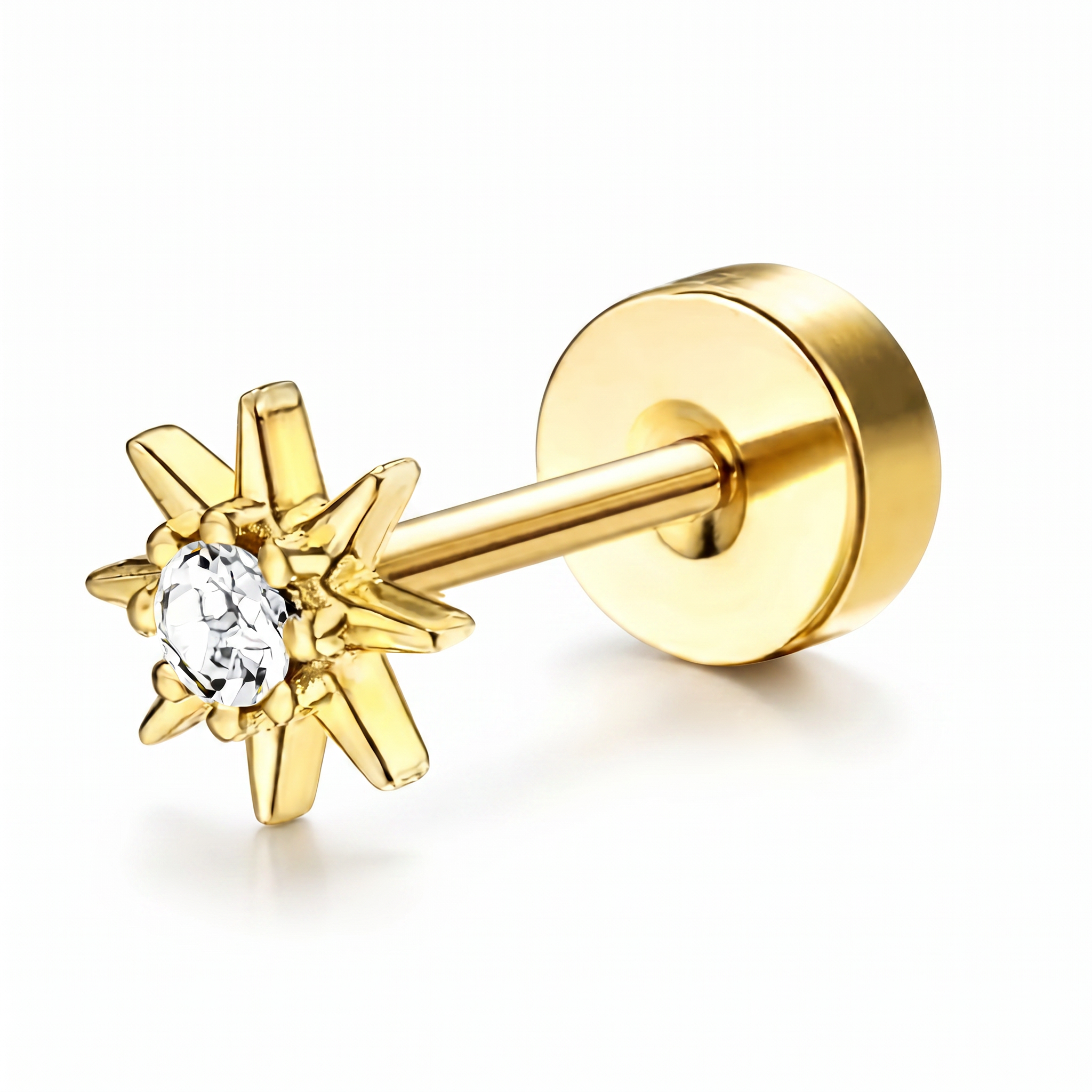 20 Gauge Gold Plated Crystal Starburst Stud