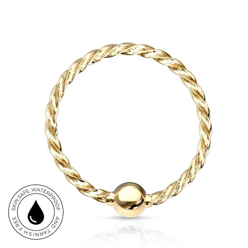 20 Gauge Hypoallergenic Fixed Ball Bendable Hoop