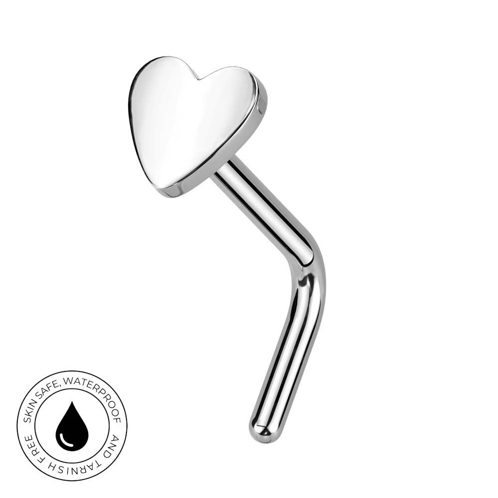20 gauge titanium heart shaped nose stud silver