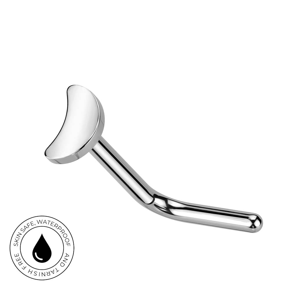 20 Gauge Titanium Moon Top L-Bend Nose Stud silver