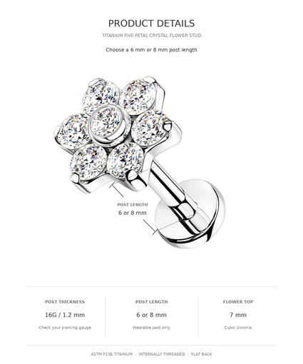cherry diva flower stud size guide