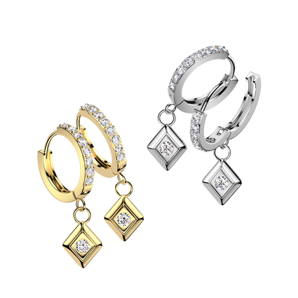 Dangling Geometric Crystal Huggie Hoop Earrings