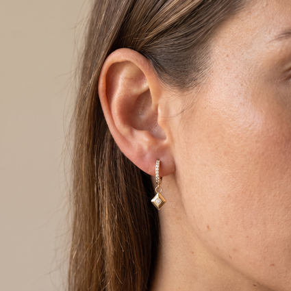 Dangling Geometric Crystal Huggie Hoop Earrings