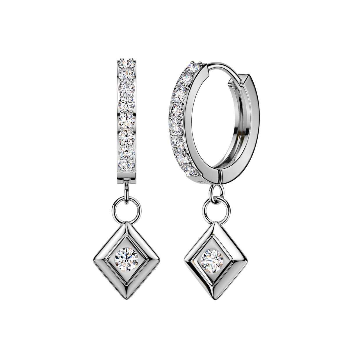 Dangling Geometric Crystal Huggie Hoop Earrings