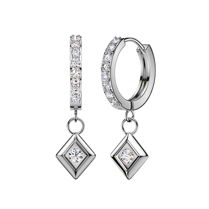 Dangling Geometric Crystal Huggie Hoop Earrings