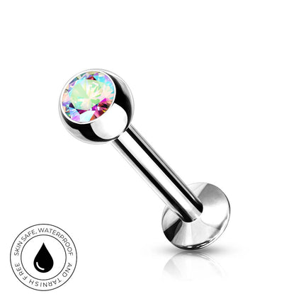Hypoallergenic Internally Threaded Crystal Labret Stud