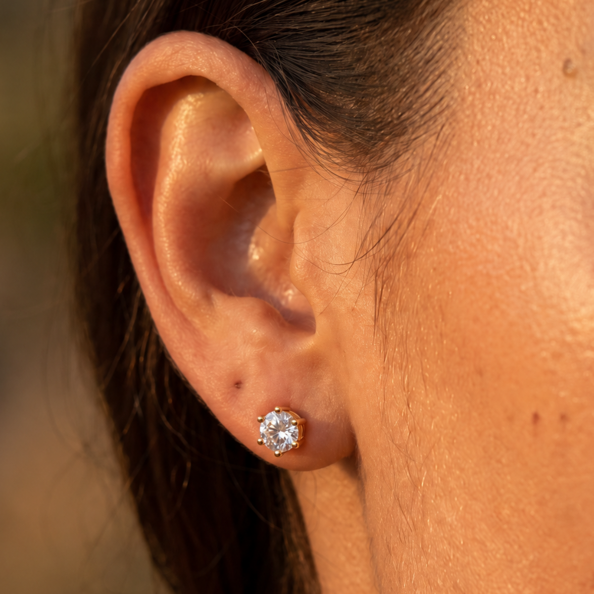 Hypoallergenic Prong Set Crystal Stud Earrings
