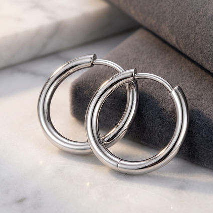 Hypoallergenic Stainless Steel Hinged Hoop Earrings