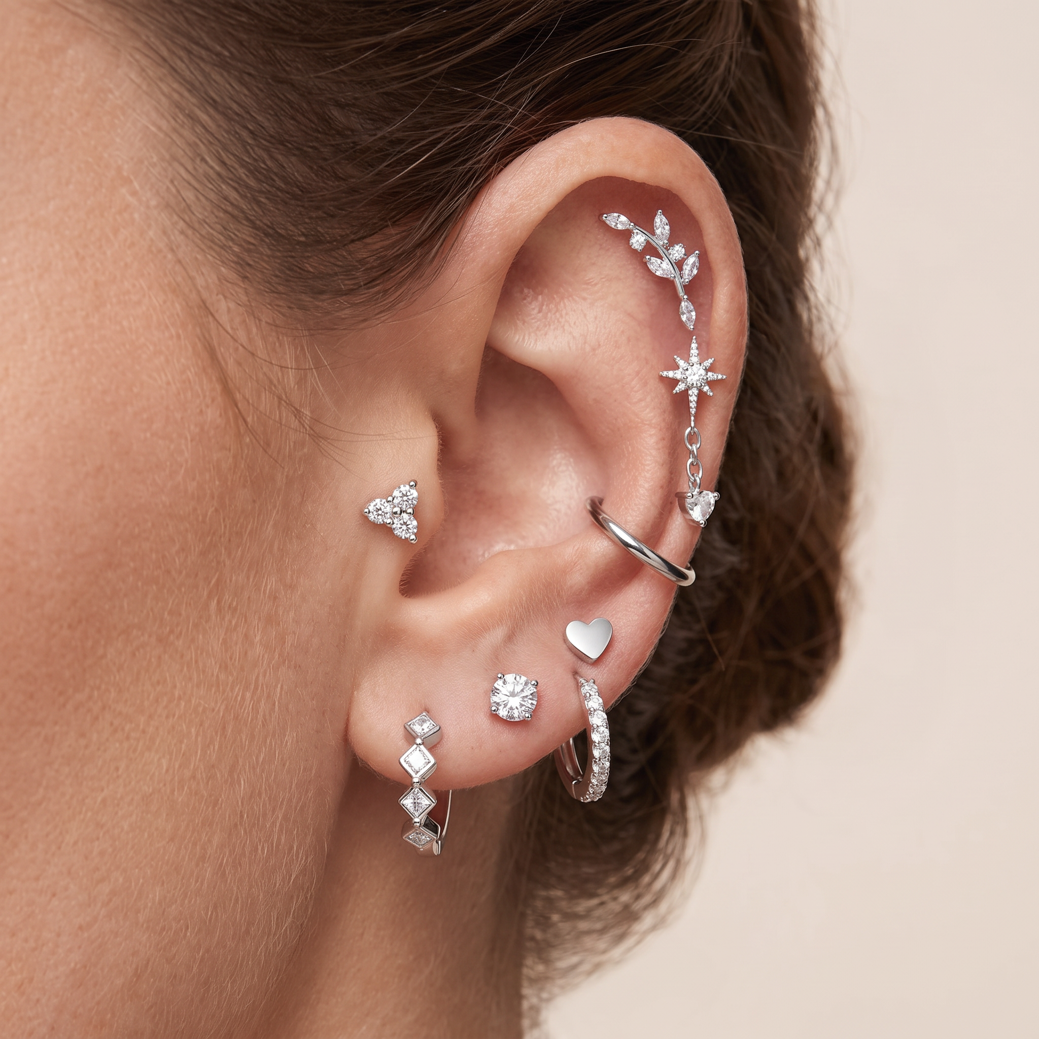 Multi Pack Of 15 Surgical Steel Crystal Studs & Hoops