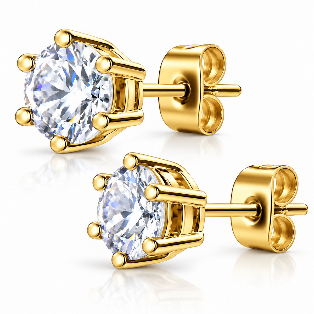 Hypoallergenic Prong Set Crystal Stud Earrings