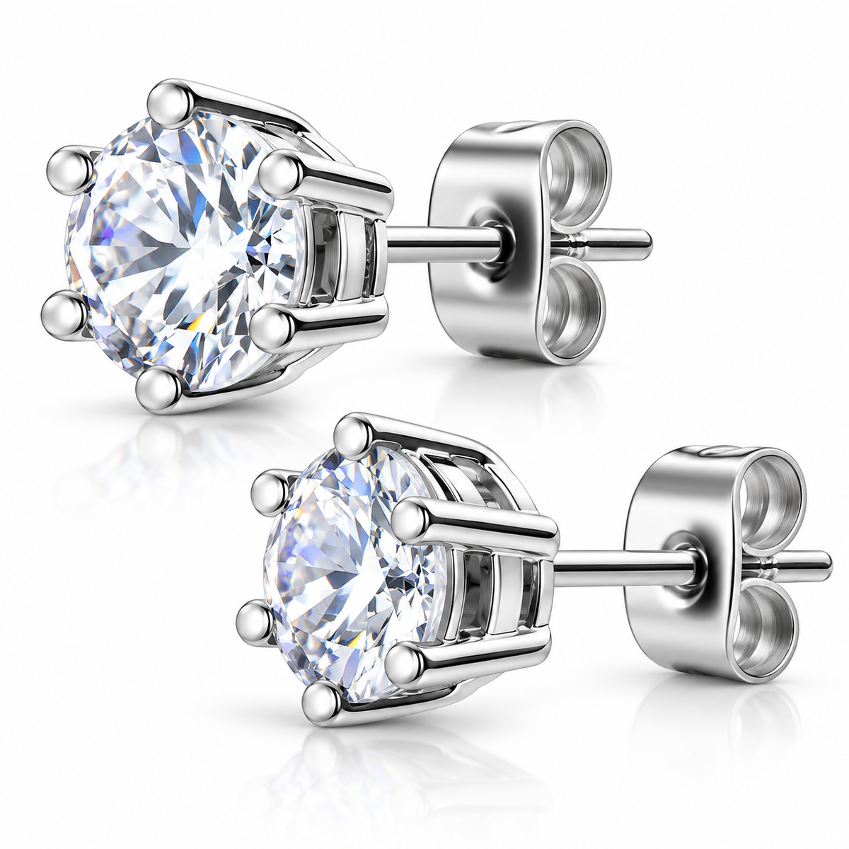 Hypoallergenic Prong Set Crystal Stud Earrings