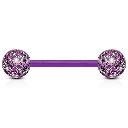 Cherry Diva Barbell 14 Gauge Flexible Acrylic Glitter Ball Barbell