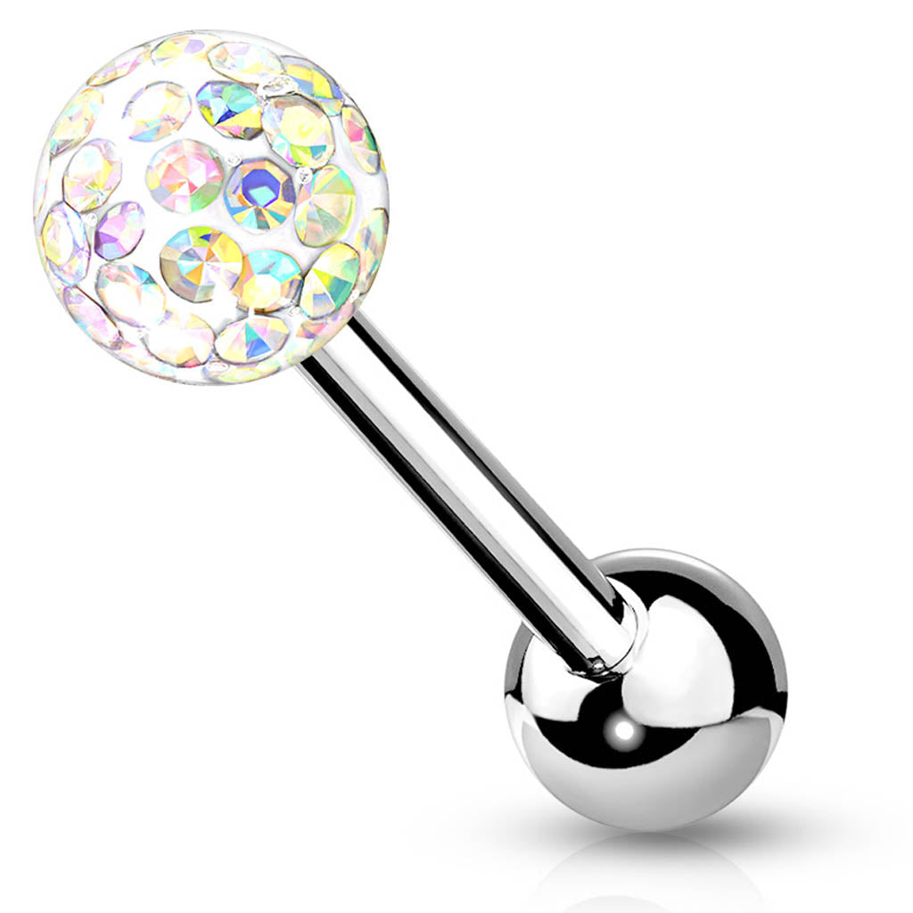 Cherry Diva Barbell 14 Gauge Internally Threaded Glitterball Tongue Barbell