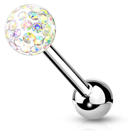 Cherry Diva Barbell 14 Gauge Internally Threaded Glitterball Tongue Barbell