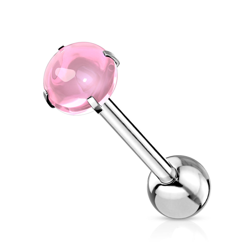 Cherry Diva Barbell 14 Gauge Pink Faux Opal Tongue Barbell
