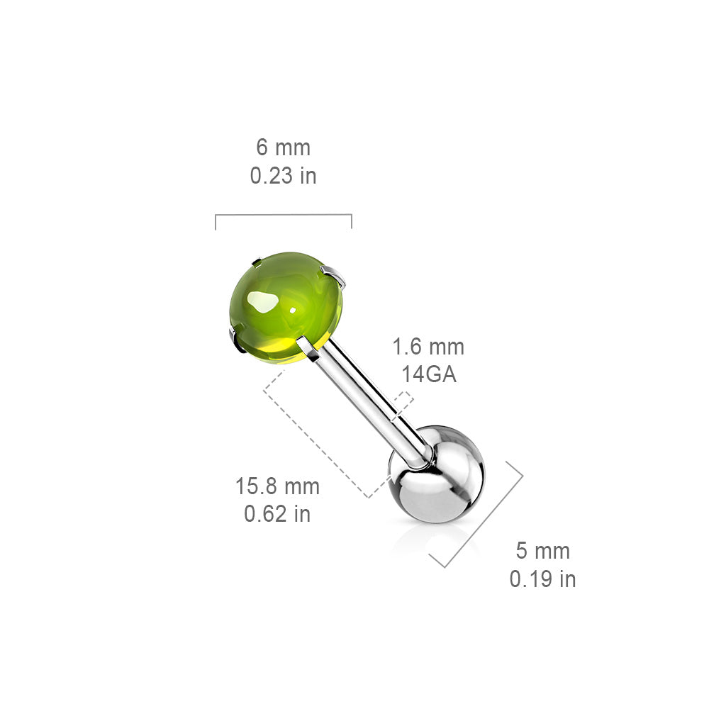 Cherry Diva Barbell 14 Gauge Pink Faux Opal Tongue Barbell