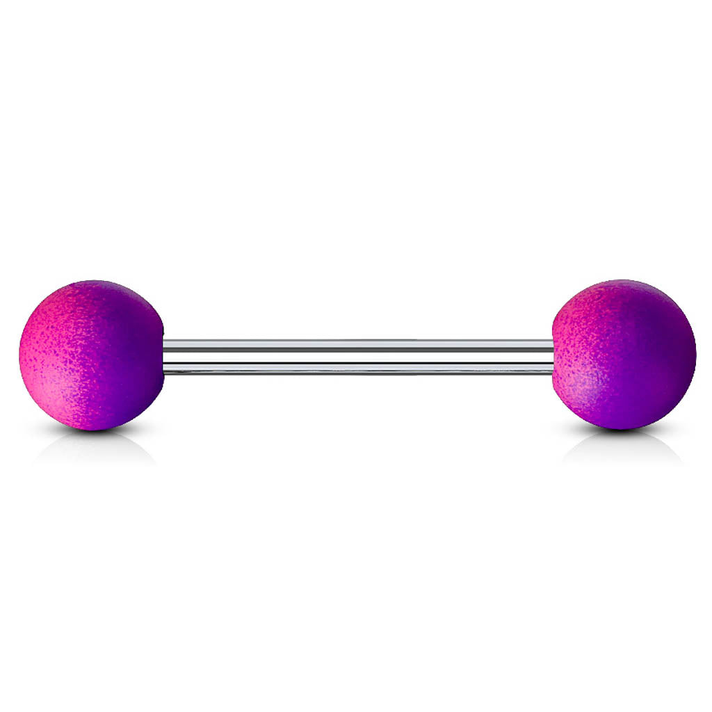 Cherry Diva Barbell 14 Gauge Rainbow Rubber Coated Ball Straight Barbell