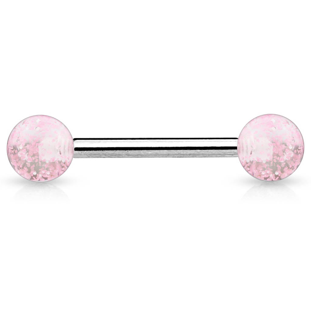 Cherry Diva Barbell 14 Gauge Surgical Steel Glitter Ball Barbell