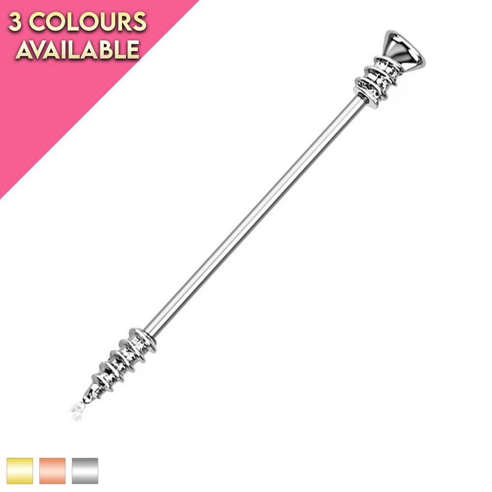 Cherry Diva Barbell 14 Gauge Surgical Steel Screw Industrial Barbell