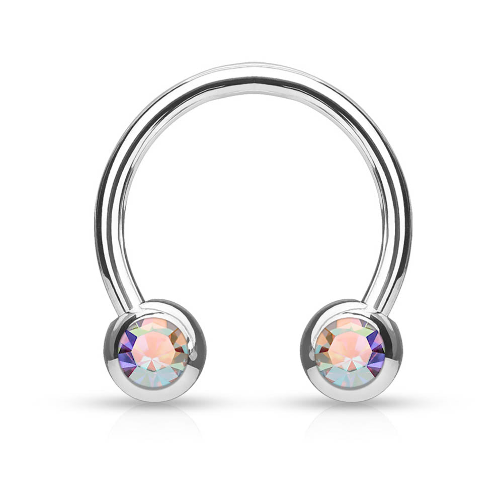 Cherry Diva Barbell 14 Gauge Surgical Steel Twin Gemstone Ball End Circular Barbell