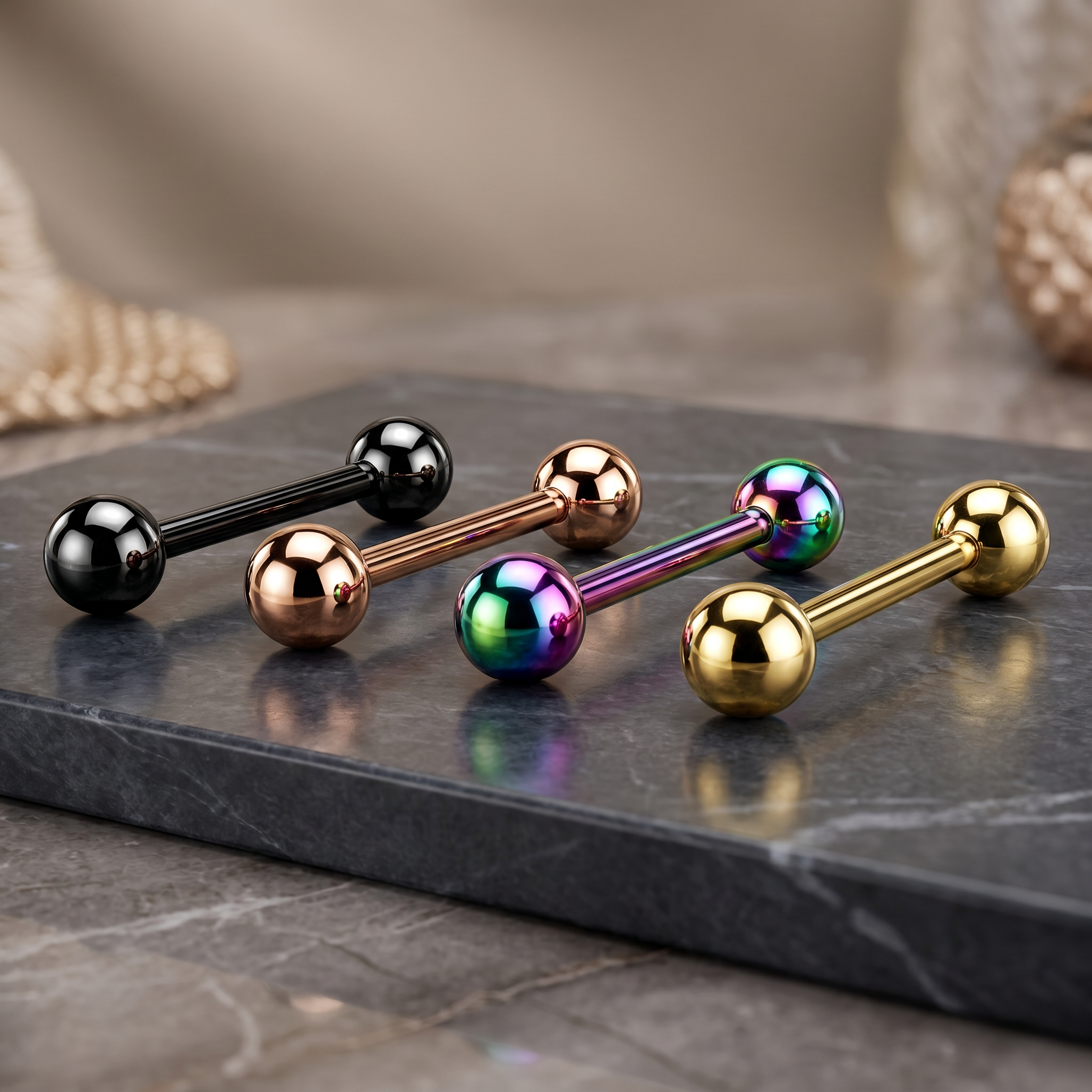Cherry Diva Barbell 14 Gauge Titanium PVD Coated Straight Barbell