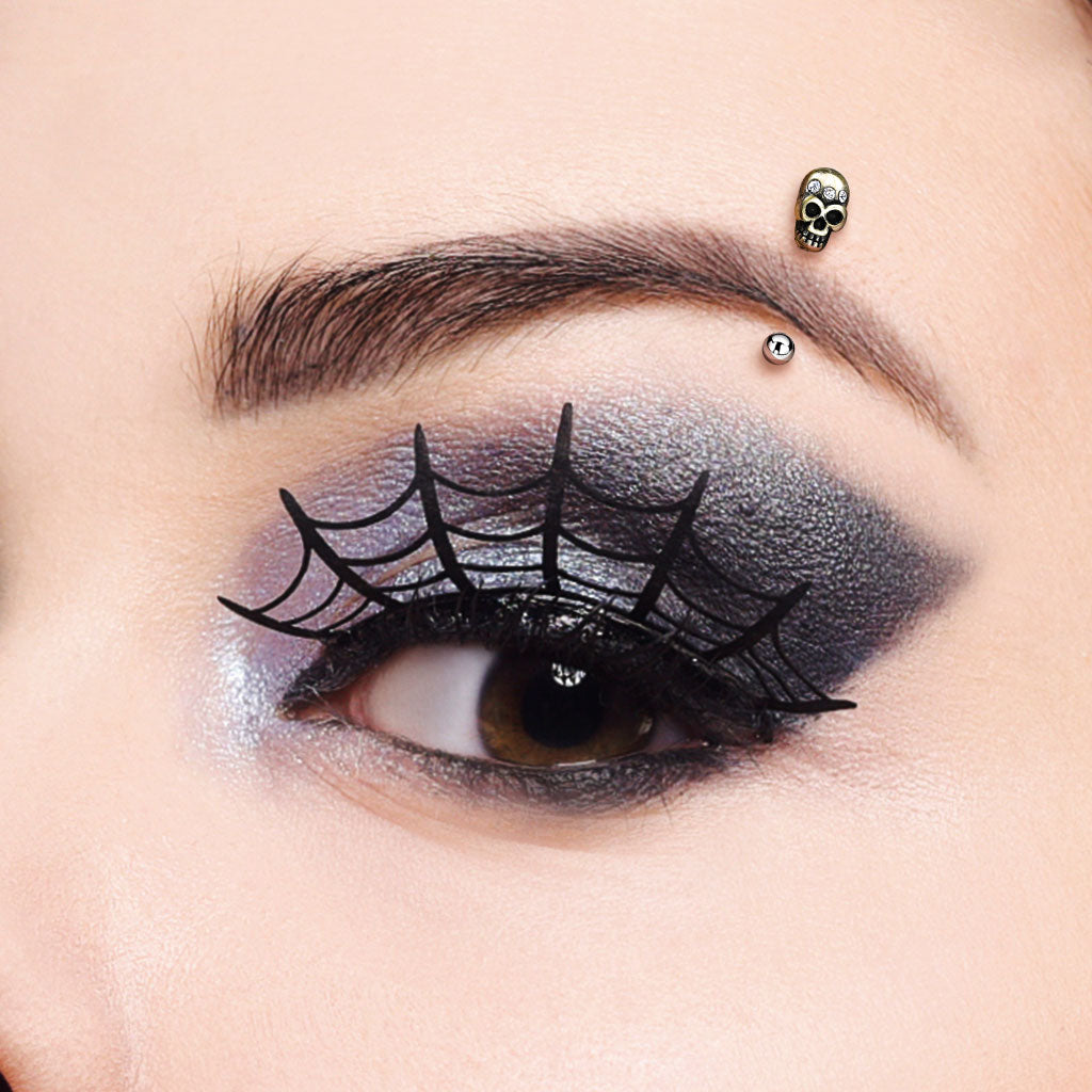 Cherry Diva Eyebrow Bar 16 Gauge Golden Skull Eyebrow Barbell