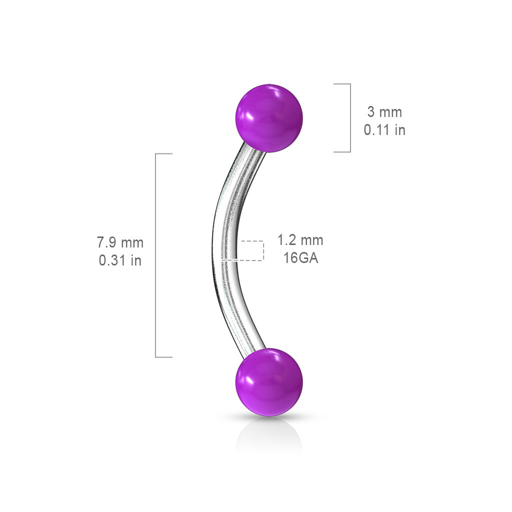Cherry Diva Barbell 16 Gauge Hypoallergenic Curved Barbell With Acrylic Ends