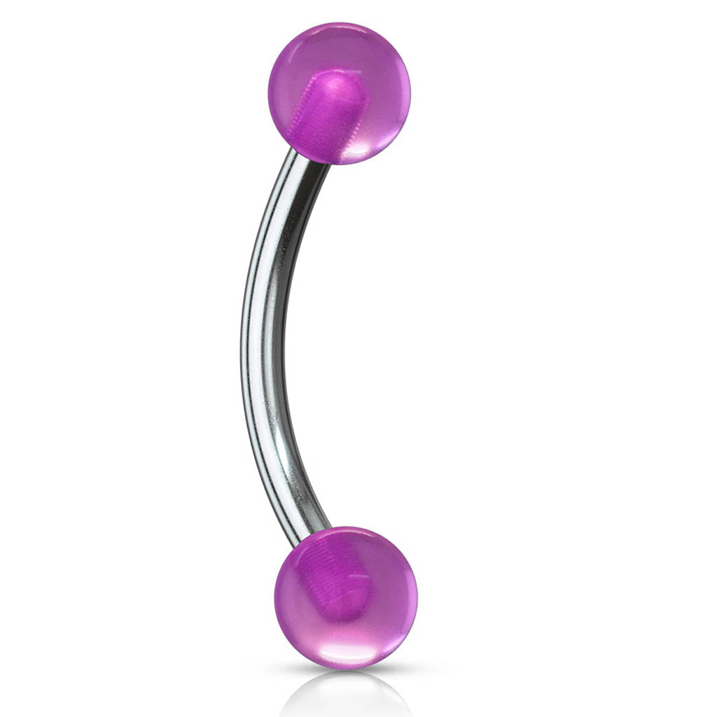Cherry Diva Barbell 16 Gauge Hypoallergenic Curved Barbell With Luminescent Ends